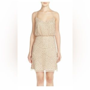 Adrianna Papell Champ/Gold Sequin blouson dress | Size 8